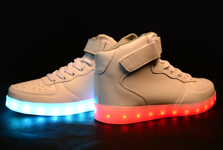 Light Up Shoes Women White High Tops Remote Control