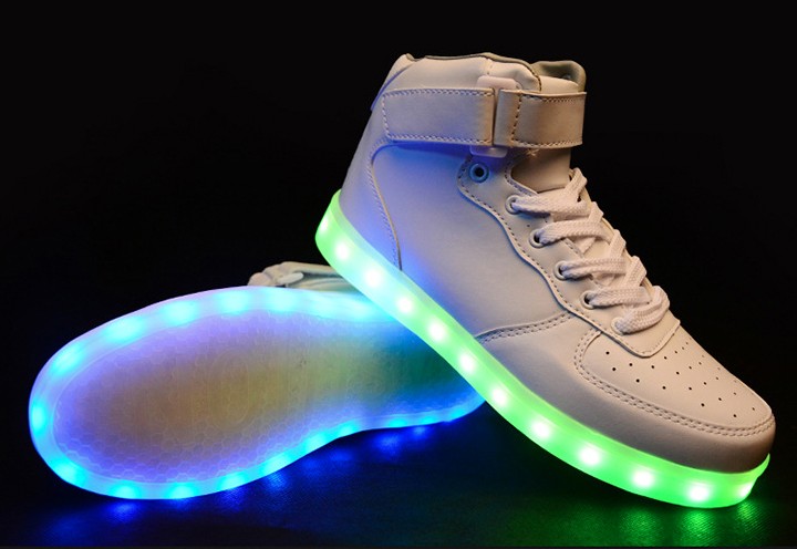 Light Up Shoes Women White High Tops Remote Control