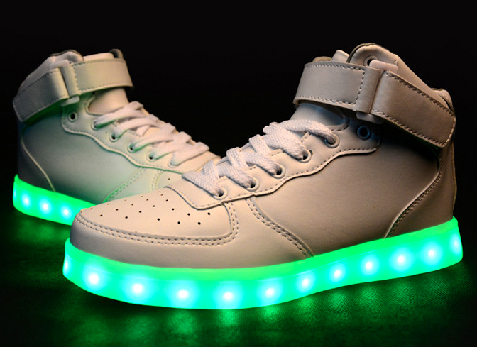 Light Up Shoes Women White High Tops Remote Control