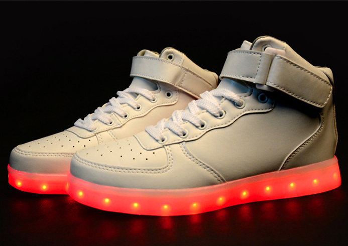 Light Up Shoes Women White High Tops Remote Control