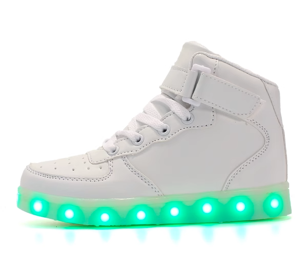Light Up Shoes Women White High Tops Remote Control