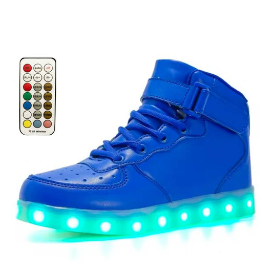 Light Up Shoes Women Blue High Tops Remote Control