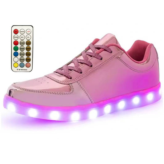 Light Up Shoes Women Pink Platinum Low Tops Remote Control