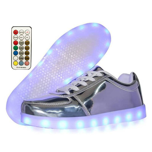 Light Up Shoes Women Silver Low Tops Remote Control
