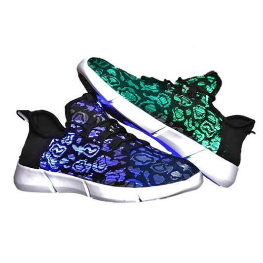 Light Up Shoes Men Black Fiber Optics