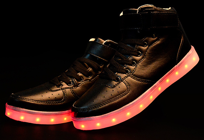 Light Up Shoes Men Black High Tops Remote Control