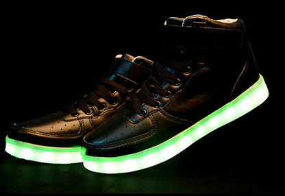 Light Up Shoes Men Black High Tops Remote Control