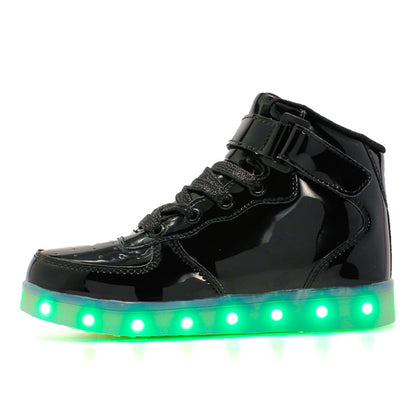 Light Up Shoes Kids Black Platinum High Tops