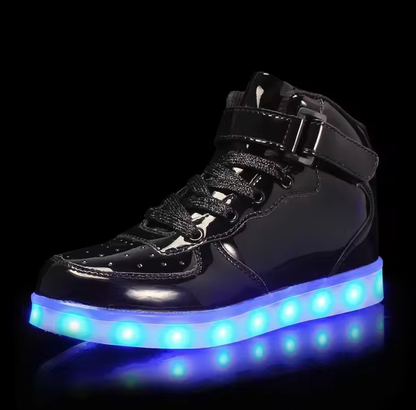 Light Up Shoes Kids Black Platinum High Tops