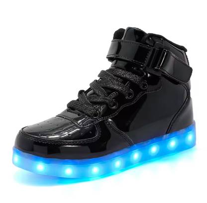 Light Up Shoes Kids Black Platinum High Tops