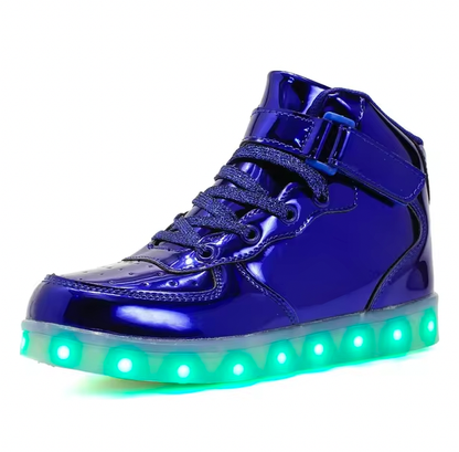 Light Up Shoes Kids Blue Platinum High Tops