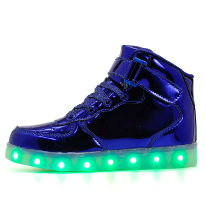 Light Up Shoes Kids Blue Platinum High Tops