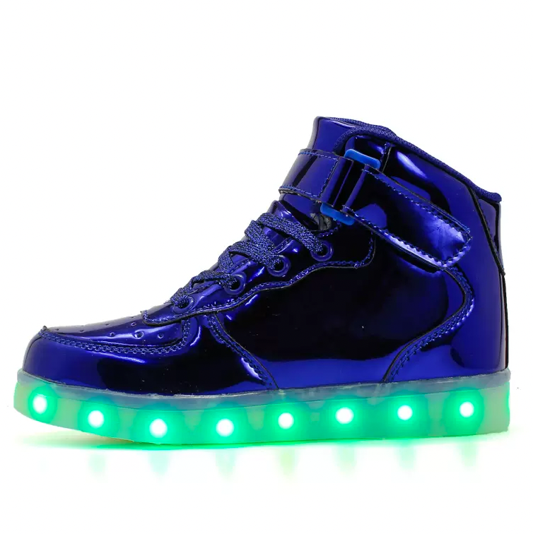 Light Up Shoes Kids Blue Platinum High Tops Remote Control