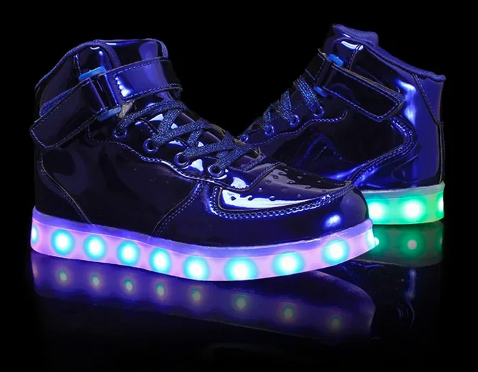 Light Up Shoes Kids Blue Platinum High Tops