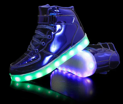 Light Up Shoes Kids Blue Platinum High Tops