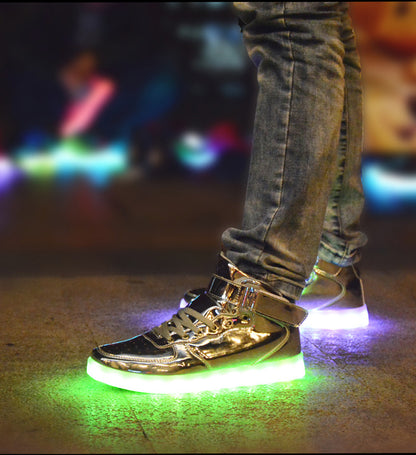 Light Up Shoes Kids Gold High Tops