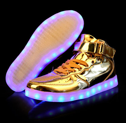 Light Up Shoes Kids Gold High Tops