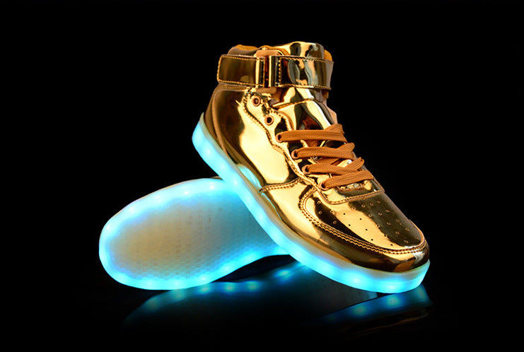 Light Up Shoes Kids Gold High Tops