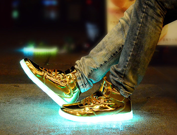 Light Up Shoes Kids Gold High Tops