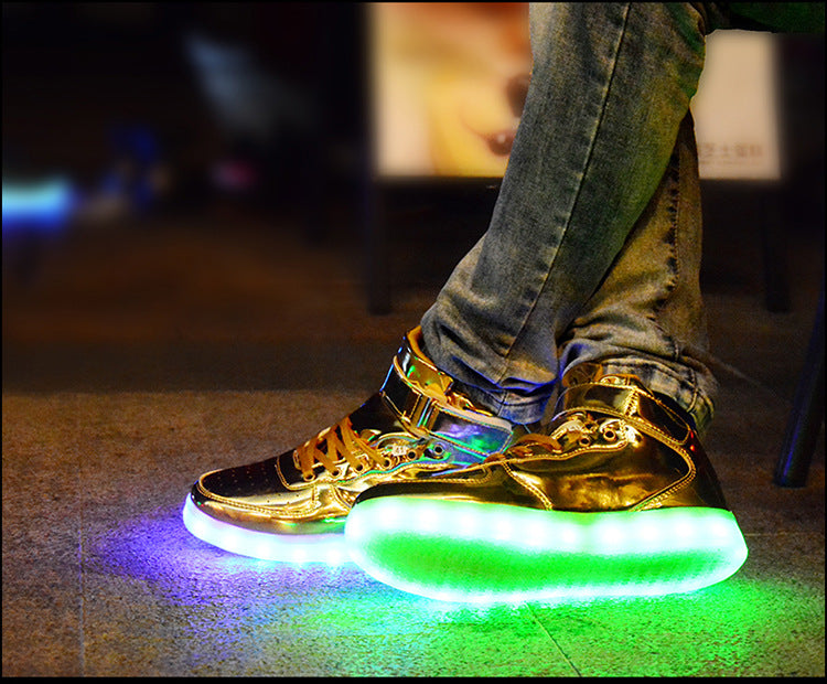 Light Up Shoes Kids Gold High Tops