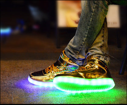 Light Up Shoes Women Gold High Tops Remote Control