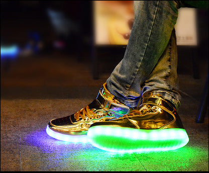 Light Up Shoes Kids Gold High Tops Remote Control