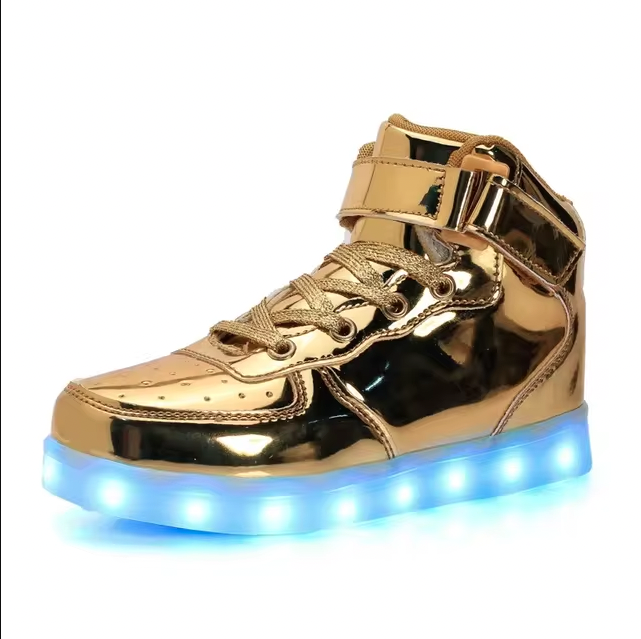 Light Up Shoes Kids Gold High Tops