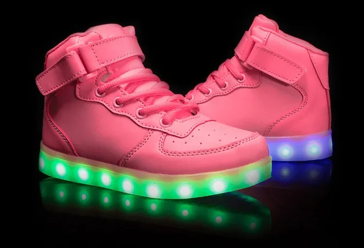 Light Up Shoes Kids Pink High Tops