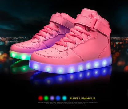 Light Up Shoes Kids Pink High Tops