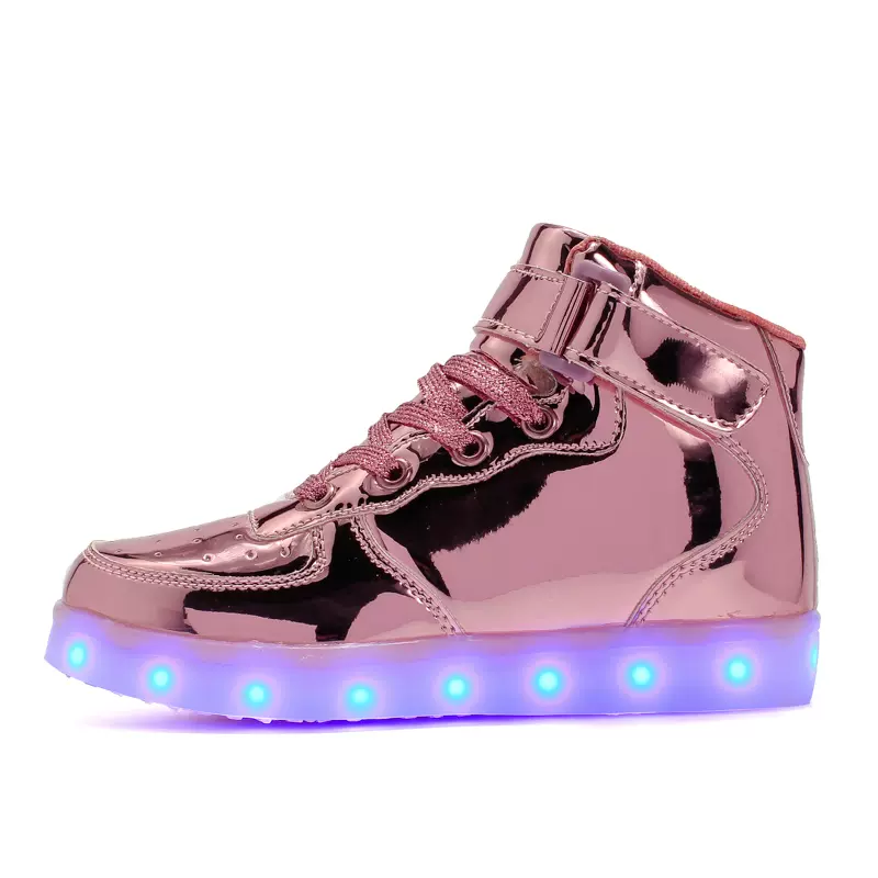 Light Up Shoes Kids Pink Platinum High Tops