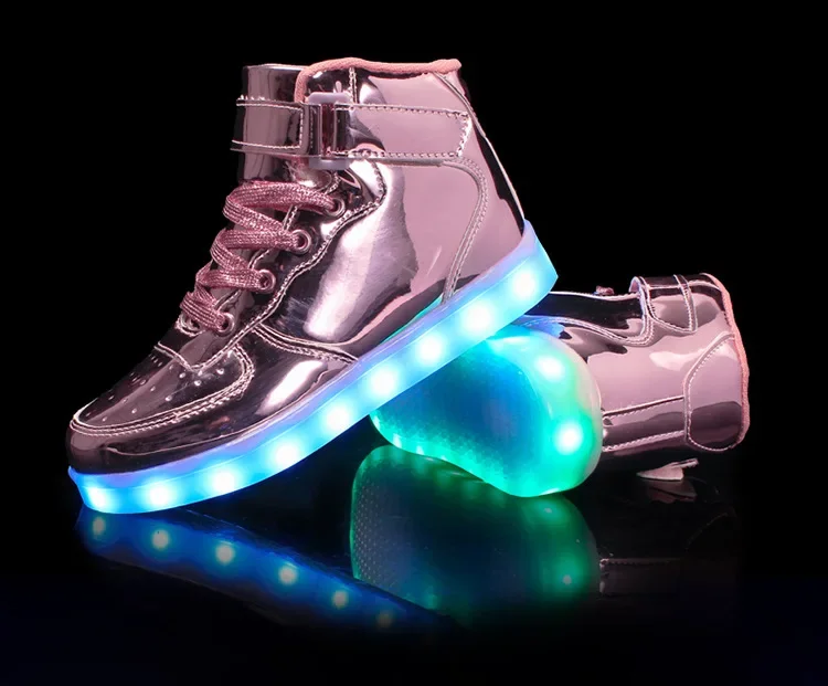 Light Up Shoes Kids Pink Platinum High Tops