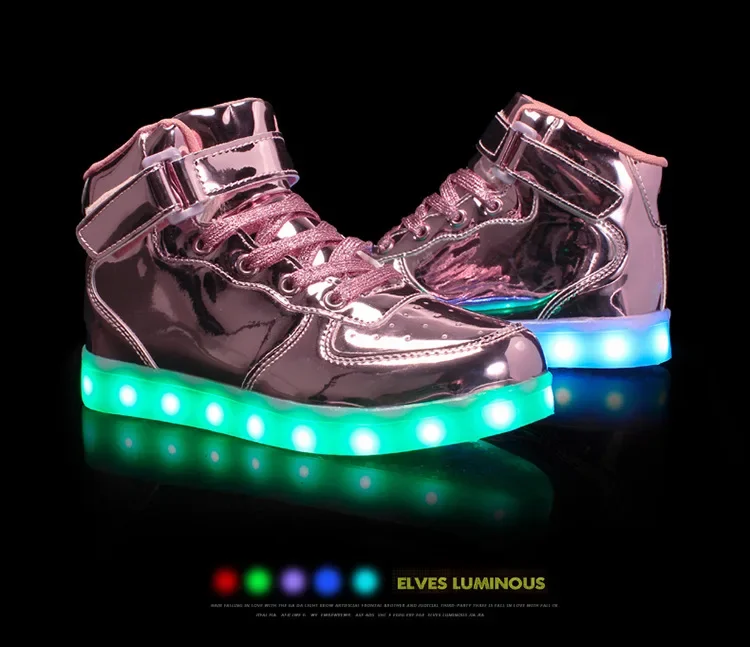 Light Up Shoes Kids Pink Platinum High Tops