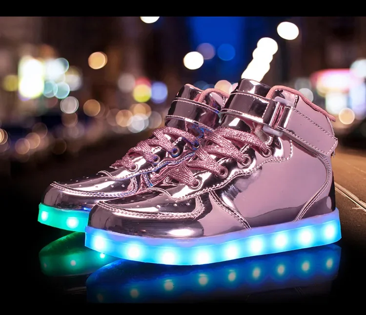 Light Up Shoes Kids Pink Platinum High Tops