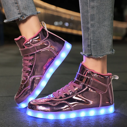 Light Up Shoes Kids Pink Platinum High Tops