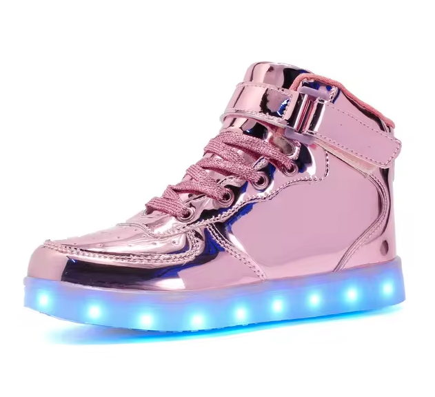 Light Up Shoes Kids Pink Platinum High Tops