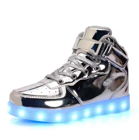 Light Up Shoes Kids Silver High Tops