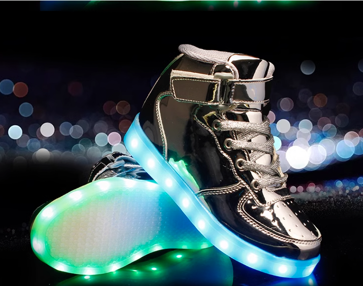 Light Up Shoes Kids Silver High Tops