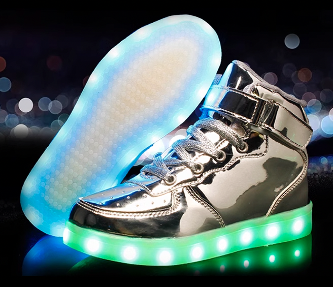 Light Up Shoes Kids Silver High Tops