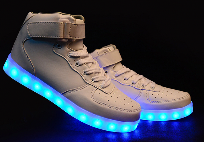 Light Up Shoes Women White High Tops Remote Control