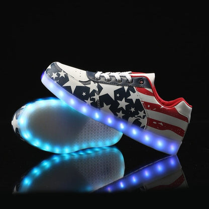 Light Up Shoes Women American Flag Low Tops