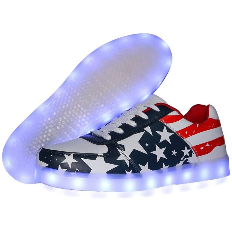 Light Up Shoes Women American Flag Low Tops