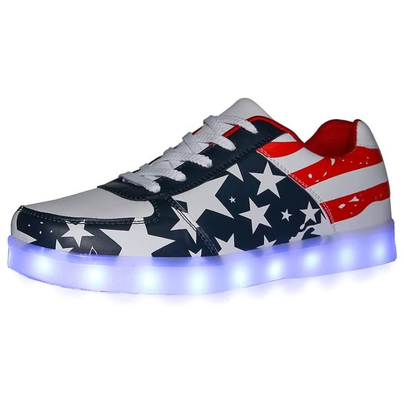 Light Up Shoes Kids American Flag Low Tops