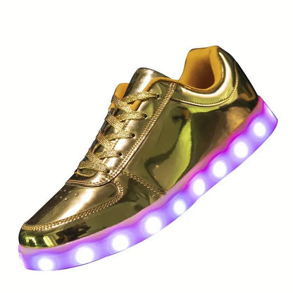 Light Up Shoes Kids Gold Low Tops