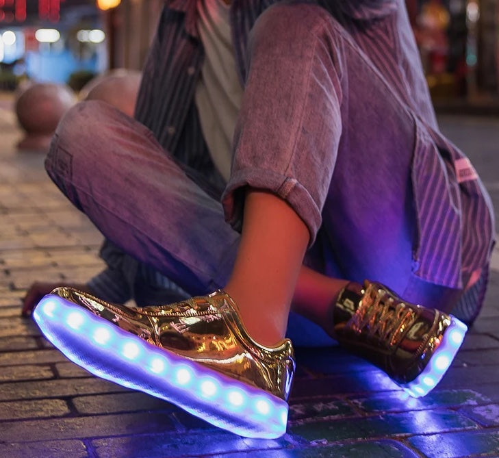 Light Up Shoes Kids Gold Low Tops