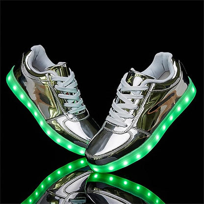 Light Up Shoes Kids Silver Low Tops Remote Control