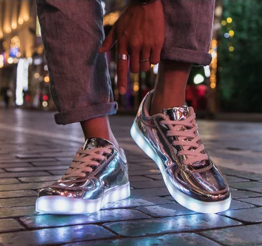 Light Up Shoes Men Silver Low Tops Remote Control