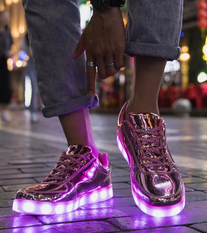 Light Up Shoes Women Pink Platinum Low Tops
