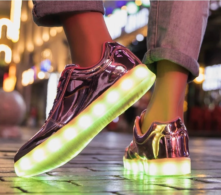 Light Up Shoes Women Pink Platinum Low Tops Remote Control