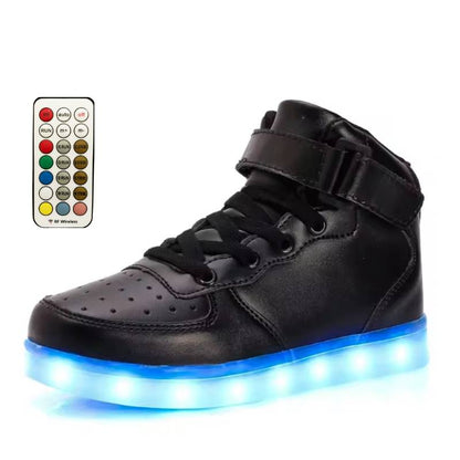 Light Up Shoes Kids Black High Tops Remote Control