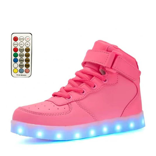 Light Up Shoes Kids Pink High Tops Remote Control